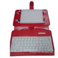 7-inch Universal Tablet Keyboard with Case, Red Color